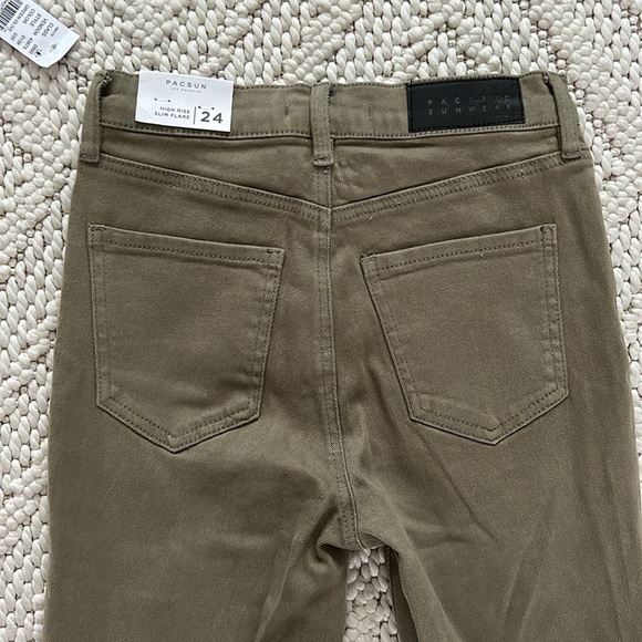 NWT PacSun High Rise Slim Flare Pants Olive Green Size 24 | Flare Pants | Green - Picture 14 of 14
